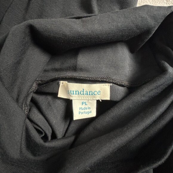 Sundance Womens Black Turtleneck Long Sleeve Lace Hem Top PL Stretch Casual New - Picture 3 of 7